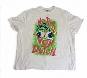 Vintage Von Dutch White No Pits Flying Eyeball Cherry Graphic T-Shirt 2XL